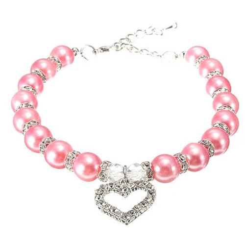 Ling & Bai Pet Supplies Perlen-Halskette, Hundeliebe, Diamant-Anhänger, Strass-Schmuckhalsband für Welpen und Kätzchen, Rosa, Größe M Ling & Bai Pet Supplies Perlen-Halskette, Hundeliebe, Diamant-Anhänger, Strass-Schmuckhalsband für Welpen und Kätzchen, Rosa, Größe M von Ling & Bai