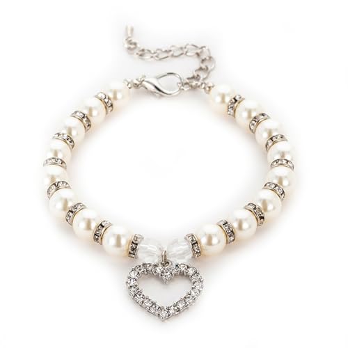 Ling & Bai Pet Supplies Perlen-Halskette, Hundeliebe, Diamant-Anhänger, Strass-Schmuckhalsband für Welpen und Kätzchen, Weiß, Größe L Ling & Bai Pet Supplies Perlen-Halskette, Hundeliebe, Diamant-Anhänger, Strass-Schmuckhalsband für Welpen und Kätzchen, Weiß, Größe L von Ling & Bai