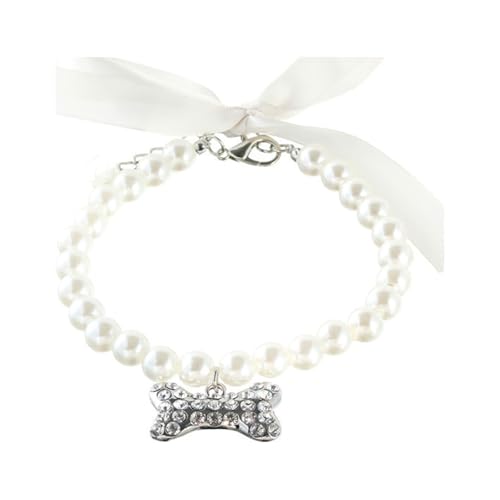 Ling & Bai Pet Supplies Perlen-Halskette, verstellbarer Hundeknochen-Anhänger, Strass-Schmuckhalsband für Welpen und Kätzchen, Weiß Ling & Bai Pet Supplies Perlen-Halskette, verstellbarer Hundeknochen-Anhänger, Strass-Schmuckhalsband für Welpen und Kätzchen, Weiß von Ling & Bai