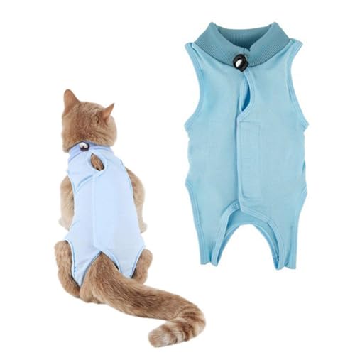 Ling & Bai Professioneller Genesungsanzug für Katzen, Einteiler für Katzen nach Operationen, weibliche Bauchwunden, Anti-Leck-Weste, Hemd, Outfit für Haustiere (Blau, L) von Ling & Bai