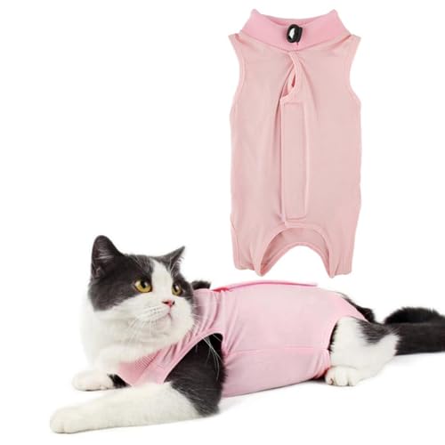 Ling & Bai Professioneller Genesungsanzug für Katzen, Einteiler für Katzen nach Operationen, weibliche Bauchwunden, Anti-Leck-Weste, Hemd, Outfit für Haustiere (Rosa, S) von Ling & Bai