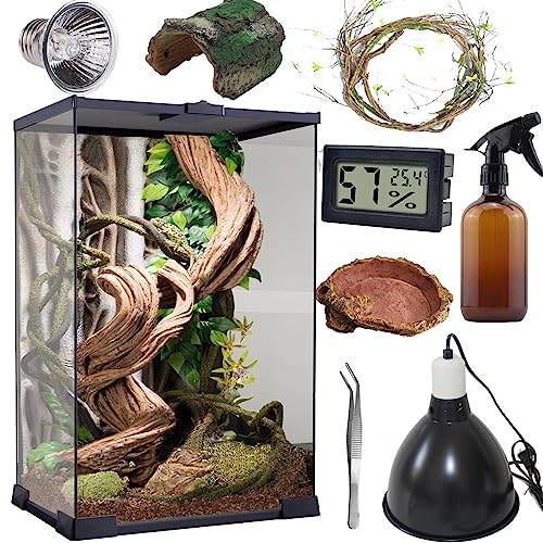 Terrarien für Reptilien-Set 20 * 20 * 30cm, Amphibien-Terrarienstarterset, geeignet für kleine Reptilien wie Geckos, Schlangen, Eidechsen, Schildkröten, Chamäleons, Schlangen von LingTing