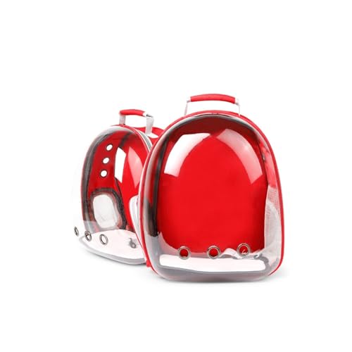Transparenter Katzenrucksack Raumfahrzeug-Design, Aus ABS-Material, Atmungsaktiv Und Komfortabel, Geeignet Für Tägliche Reisen Und Reisen(Red) von LingXianXing