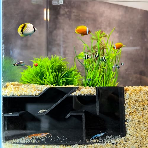 Aquarium-Unterkies-Fischtunnel, Höhle, Ecktank, Dekoration, Tunnel, Fisch und Garnelenversteck für Aquarien (Schwarz, Stil C) von LingoFoto