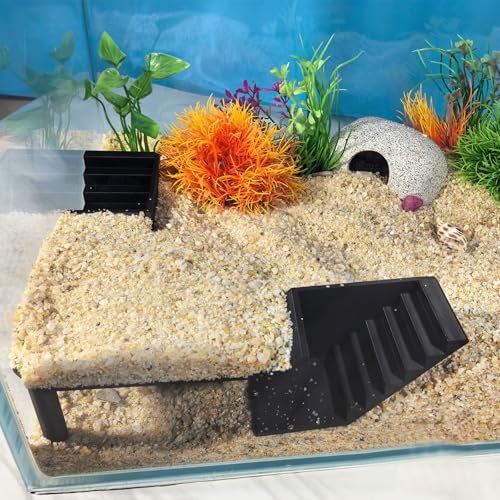 LingoFoto Aquarium-Unterkies, Fischtunnel, Höhle, Eckfische, Aquarium-Dekorationen, unter Kies, Sichttunnel, Fischhöhle für Aquarium, Versteck (Schwarz, Stil 3) von LingoFoto