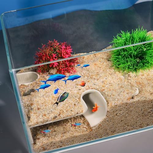 LingoFoto Aquarium-Unterkies, Fischtunnel, Höhle, Eckfische, Aquarium-Dekorationen, unter Kies, Sichttunnel, Fischhöhle für Aquarium, Versteck (Weiß, Stil 1) von LingoFoto