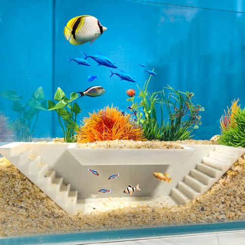 LingoFoto Aquarium-Unterkies, Fischtunnel, Höhle, Eckfische, Aquarium-Dekorationen, unter Kies, Sichttunnel, Fischhöhle für Aquarium, Versteck (Weiß, Stil 2) von LingoFoto