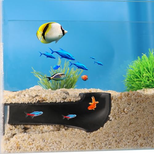LingoFoto Aquarium-Unterkies-Fischtunnel, Höhle, Eckfische, Aquarium-Dekorationen, unter Kies, Beobachtungstunnel, Fischhöhle für Aquarium, Versteck (Schwarz, Stil 1) von LingoFoto
