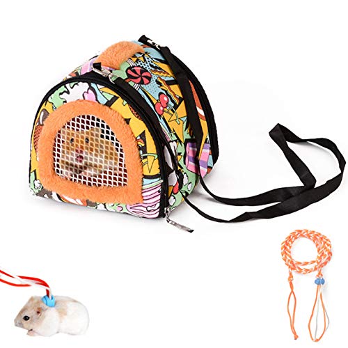 Linifar Hamstertragetasche, atmungsaktiv & tragbar - Kleintier-Reisetasche mit abnehmbarem Riemenreißverschluss für Igel, Ratten, Eichhörnchen, Zuckergleiter Schildkröte von Linifar