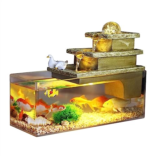 Aquarium Aquarium-Tank, quadratisch, transparent, Acryl, zirkulierendes Wasser, kreativer Kleiner Tank for Aquarien, Öko-Landschaftsbau, Aquarium-Ornamente Goldfischbecken von Linmeas-753