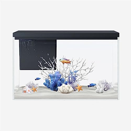 Aquarium Aquarium mit Licht und Pumpenzirkulationsfiltrationssystem, quadratisches transparentes Glasaquarium for Zuhause, ökologisches Aquarium Goldfischbecken von Linmeas-753