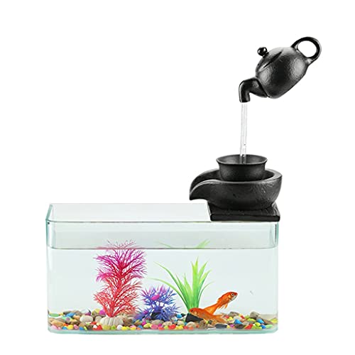 Aquarium Kreatives fließendes Wasser-Desktop-Glas-Aquarium-Zirkulations-Hängebüro-Heimdekoration-Ornamente Goldfischbecken von Linmeas-753