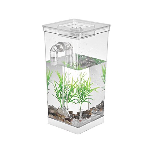 Linmeas-753 Aquarium Mini-Aquarium-Fischtank mit LED Lampe Licht Fisch Kampfzylinder Selbstreinigung Kleiner Fischtank Acryl Schreibtisch Aquarium Box Goldfischbecken von Linmeas-753