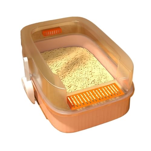 Katzentoilette mit Sieb und Schaufel for Kätzchen, offene Katzentoilette mit hohen Seitenwänden, kleine Haustiertoilette, Reisetoilette for Kätzchen und dünne Katzen(Pink) von Linmeas-753
