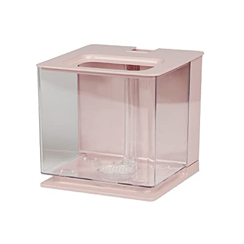 Linmeas-753 Aquarium Desktop-Kreativ-Aquarium, Wohnzimmer, Kleiner Goldfisch, Kampffisch-Aquarium, kostenloser Wasserwechsel, Büro-Dekoration, Zierfisch-Aquarium Goldfischbecken (Color : Pink) von Linmeas-753