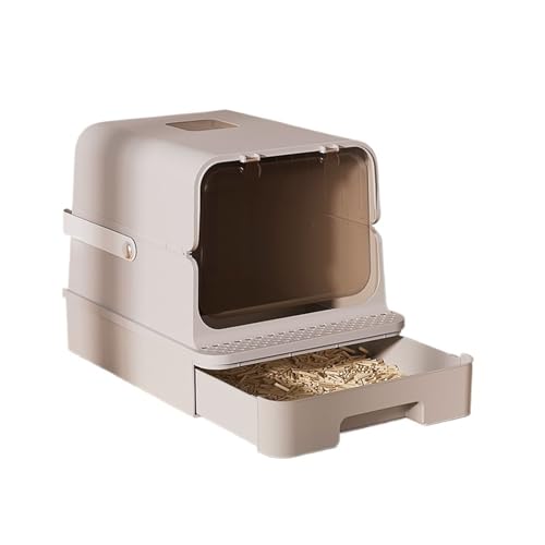 Vollständig geschlossene Katzentoilette, große Katzentoilette, Katzentoilette mit Fronteinstieg und Ausgang von oben, Katzentoilette mit Haube und leicht zugänglichem, anhebbarem Griff oben und Schnal Vollständig geschlossene Katzentoilette, große Katzentoilette, Katzentoilette mit Fronteinstieg und Ausgang von oben, Katzentoilette mit Haube und leicht zugänglichem, anhebbarem Griff oben und Schnal von Linmeas-753