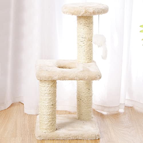 Abnehmbare Installation, einfacher Katzen-Kletterrahmen, Sisal-Greifpfosten, kleine Katzen-Sprungplattform ( Color : Beige ) von Linmeng