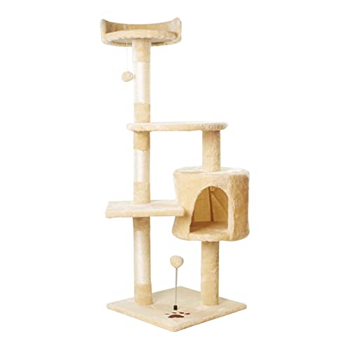 Katzensprungplattformspielzeug Dreidimensionaler multifunktionaler Kratzbaumturm Sisal-Greifsäule mit großem Plattform-Katzennest ( Color : Beige ) von Linmeng