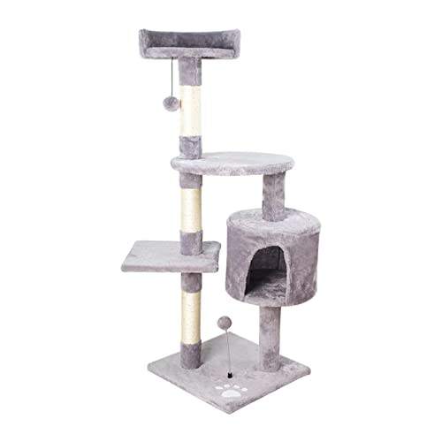 Katzensprungplattformspielzeug Dreidimensionaler multifunktionaler Kratzbaumturm Sisal-Greifsäule mit großem Plattform-Katzennest ( Color : Light Gray ) von Linmeng