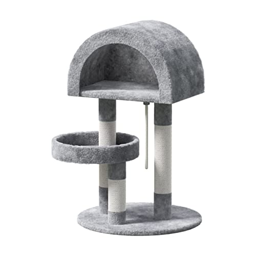 Kleine Katzen-Sprungplattform, Kratzbaum, Winterplüsch, halbgewölbtes Katzennest, Katzenkratzbaum mit Katzen-Tease-Seil, grau Kleine Katzen-Sprungplattform, Kratzbaum, Winterplüsch, halbgewölbtes Katzennest, Katzenkratzbaum mit Katzen-Tease-Seil, grau von Linmeng