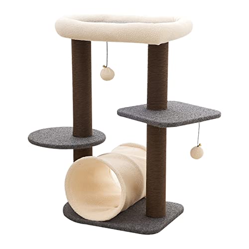 Kleine Kratzbaum-Katzenspielzeug-Sprungplattform for den Innenbereich, multifunktionales Katzenklettergerüst mit Katzentunnel von Linmeng