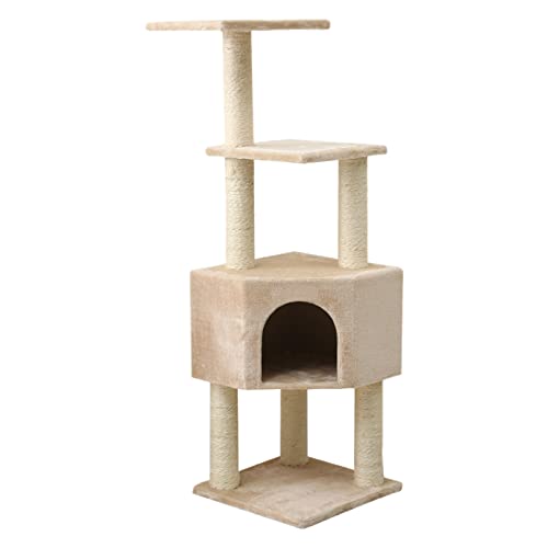 Sisal-Kratzbaum Multifunktionale Katzen-Sprungplattform Indoor-Katzenhaus-Katzenspielzeug, 48,8 × 15,7 Zoll von Linmeng