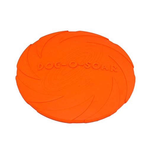 LINNUO Frisbee Hund Gummi Frisbeescheibe Puppy Wurfscheibe Outdoor Training Hundespielzeug Sicher und Ungiftig Hund Scheibe Welpen IQ Training Spielen (Orange,S) von Linnuo