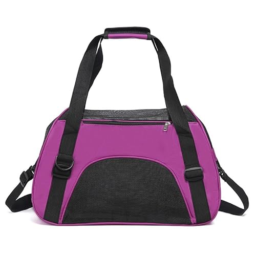 Linsomo Katzentasche, vierseitig, atmungsaktives Mesh-Haustiertasche, leicht zu tragen, Schulter-Reisetasche, Umhängetasche, Handtasche, Auto-Katzentasche (Color : Purple) von Linsomo