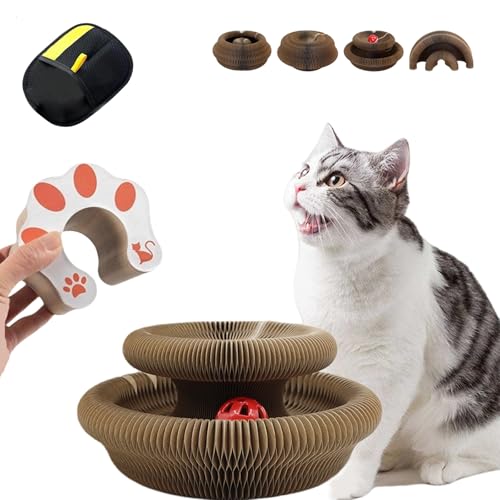 2-in-1 Magische Orgel Katzen Kratzbrett, Katzen Wirbel Spielzeug, Magisches Kratzbrett mit Glöckchen, Magnetisches Zusammenklappbares Interaktives Intelligenzspie Katzenspielzeug(1pc) von Liocwocne