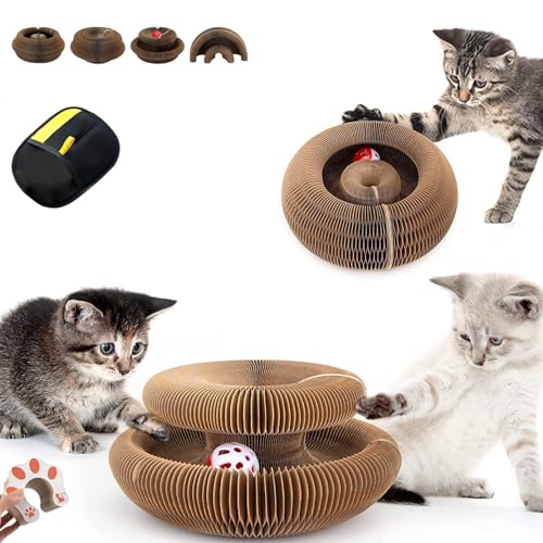 2-in-1 Magische Orgel Katzen Kratzbrett, Katzen Wirbel Spielzeug, Magisches Kratzbrett mit Glöckchen, Magnetisches Zusammenklappbares Interaktives Intelligenzspie Katzenspielzeug(2pcs) von Liocwocne