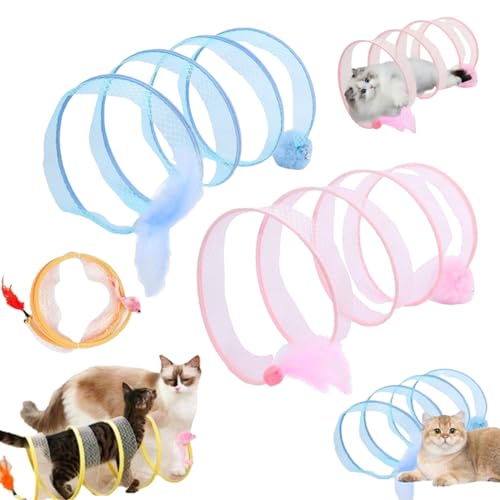 Gertar Cat Tunnel Toy, Spiral Cat Tunnel Toy, Gertar Cat Toy, S Type Cat Tunnel Toy, Cat Tunnel Toys for Indoor Cats, Folding Interactive Playing Pet Toy with Furry Ball Plush Mice (2pcs-B) von Liocwocne