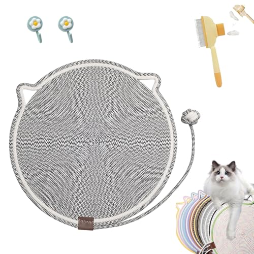 Kratzwunder, Kratzunterlage Katzen, Kratzwunder Doppel-Kratzmatte Katze, mit Baumwollkugel Spielzeug Katzenohr Design,Katzen hundeschlafmatte Kratzfest und Robust Kein Schmutz(Dunkelgrau,50cm) von Liocwocne