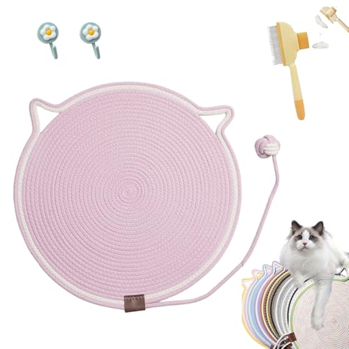 Kratzwunder, Kratzunterlage Katzen, Kratzwunder Doppel-Kratzmatte Katze, mit Baumwollkugel Spielzeug Katzenohr Design,Katzen hundeschlafmatte Kratzfest und Robust Kein Schmutz(Rosa,43cm) von Liocwocne