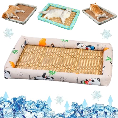Liocwocne Pet Ice Pad Mat, Flopet Pet Ice Pad Mat, Cats Dogs Cooling Bed, Pet Cooling Ice Mat, Ice Rattan Cooling Bed for Cats Dogs, Washable Summer Pet Ice Mat Sleeping Pad with Pillow (40 * 30cm,D) von Liocwocne