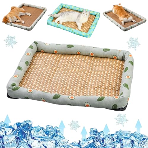 Liocwocne Pet Ice Pad Mat, Flopet Pet Ice Pad Mat, Cats Dogs Cooling Bed, Pet Cooling Ice Mat, Ice Rattan Cooling Bed for Cats Dogs, Washable Summer Pet Ice Mat Sleeping Pad with Pillow (40 * 30cm,E) von Liocwocne