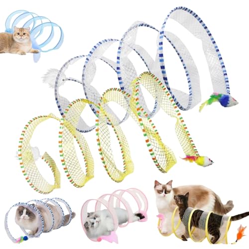 Self-Play Cat Hunting Spiral Tunnel Toy, Spiral Tunnel Cat Toy, Cat Hunting Spiral Tunnel Toy, S Type Cat Tunnel Toy, Cat Tunnel Toys for Indoor Cats, Folded Cat Tunnel with Mouse (2pcs-A) von Liocwocne