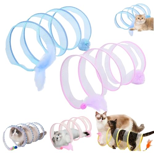 Self-Play Cat Hunting Spiral Tunnel Toy, Spiral Tunnel Cat Toy, Cat Hunting Spiral Tunnel Toy, S Type Cat Tunnel Toy, Cat Tunnel Toys for Indoor Cats, Folded Cat Tunnel with Mouse (2pcs-B) von Liocwocne