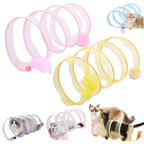 Self-Play Cat Hunting Spiral Tunnel Toy, Spiral Tunnel Cat Toy, Cat Hunting Spiral Tunnel Toy, S Type Cat Tunnel Toy, Cat Tunnel Toys for Indoor Cats, Folded Cat Tunnel with Mouse (2pcs-C) von Liocwocne