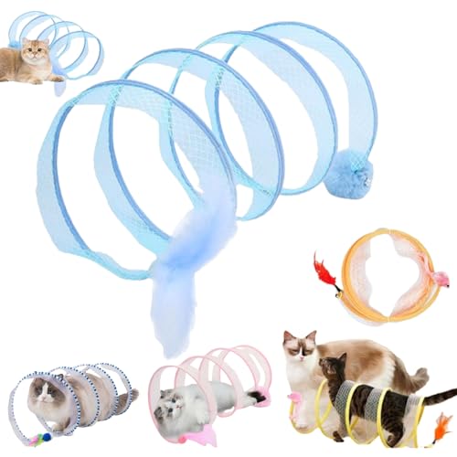 Self-Play Cat Hunting Spiral Tunnel Toy, Spiral Tunnel Cat Toy, Cat Hunting Spiral Tunnel Toy, S Type Cat Tunnel Toy, Cat Tunnel Toys for Indoor Cats, Folded Cat Tunnel with Mouse (Blue-B) von Liocwocne