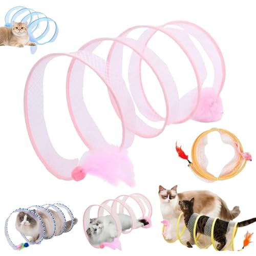 Self-Play Cat Hunting Spiral Tunnel Toy, Spiral Tunnel Cat Toy, Cat Hunting Spiral Tunnel Toy, S Type Cat Tunnel Toy, Cat Tunnel Toys for Indoor Cats, Folded Cat Tunnel with Mouse (Pink) von Liocwocne