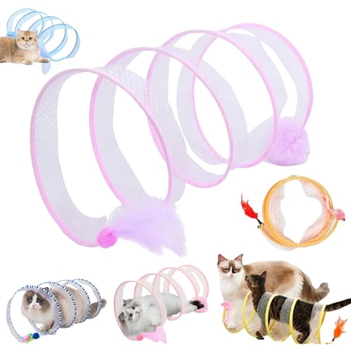 Self-Play Cat Hunting Spiral Tunnel Toy, Spiral Tunnel Cat Toy, Cat Hunting Spiral Tunnel Toy, S Type Cat Tunnel Toy, Cat Tunnel Toys for Indoor Cats, Folded Cat Tunnel with Mouse (Purple) von Liocwocne