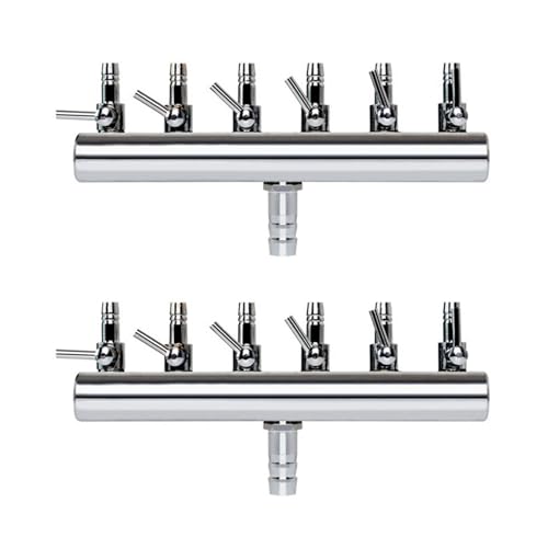 Lioggyet 2 x 6-Wege-Luftsplitterventil für Aquarium, Luftpumpe für Fischtank, Durchflussverteiler, Pumpenventil, Wasserhahnsteuerungsschalter von Lioggyet
