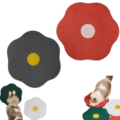 Flower Scratching Pad for Cats on Wall, Cat Wall Scratcher Corrugated Cardboard, CuddlesMeow Flower Scratching Pad, Cat Scratching Mat Furniture Protector (Red+Gray) von Lioncool