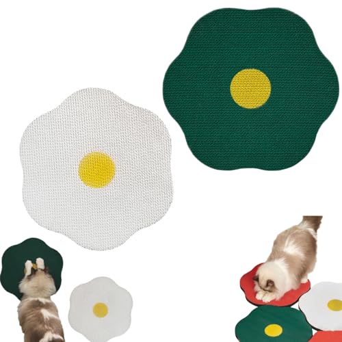 Flower Scratching Pad for Cats on Wall, Cat Wall Scratcher Corrugated Cardboard, CuddlesMeow Flower Scratching Pad, Cat Scratching Mat Furniture Protector (White+Green) von Lioncool