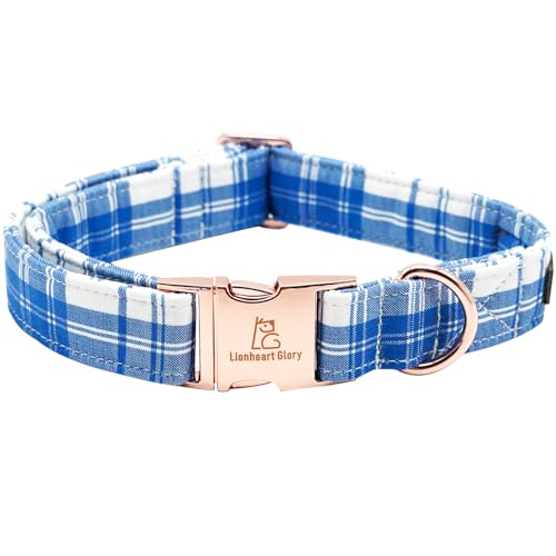 Lionheart glory Blau Kariertes Hundehalsband, Sommerhalsband Junge Hundehalsband Niedliche Pflicht Verstellbares Halsband Geschenk für Groß Welpen Lionheart glory Blau Kariertes Hundehalsband, Sommerhalsband Junge Hundehalsband Niedliche Pflicht Verstellbares Halsband Geschenk für Groß Welpen von Lionheart glory