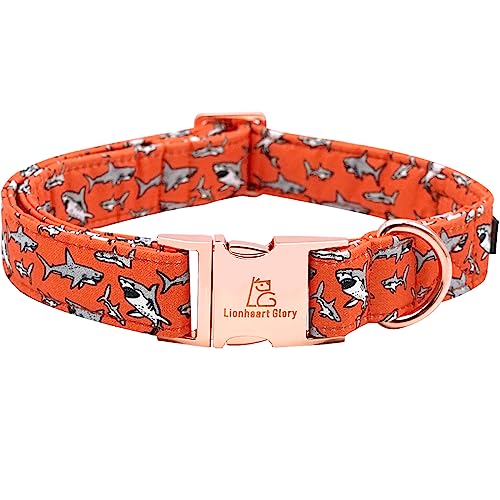 Lionheart glory Hundehalsband Haifischdruck Hundehalsband Mädchen oder Junge Hundehalsband Haustier Geschenk Verstellbares Weiches Hundehalsband für Große Hunde von Lionheart glory