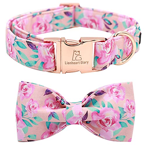 Lionheart glory Hundehalsband mit Blumenmuster und Rosenmuster, verstellbar, weich, mit Fliege, für Mädchen, Haustierhalsbänder für XS, klein, mittel, groß Lionheart glory Hundehalsband mit Blumenmuster und Rosenmuster, verstellbar, weich, mit Fliege, für Mädchen, Haustierhalsbänder für XS, klein, mittel, groß von Lionheart glory
