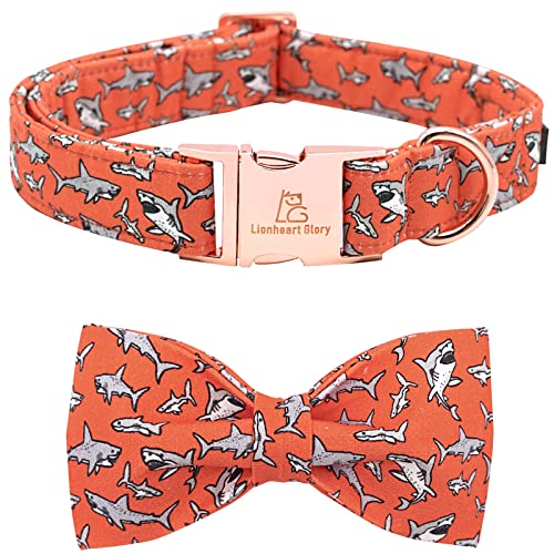 Lionheart glory Hund Bogen Halsband Hai Print Bogen Hundehalsband Mädchen oder Junge Hund Fliege Kragen Haustier Geschenk Einstellbares Hundehalsband für kleinen Hund von Lionheart glory