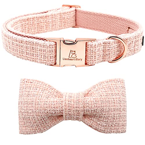 Lionheart glory Hundehalsband mit Schleife, rosa Hundehalsbänder für Hündinnen, verstellbare weiche Hundehalsbänder mit Fliege, Haustierhalsbänder, Fliege für mittelgroße Hunde, Geschenk von Lionheart glory