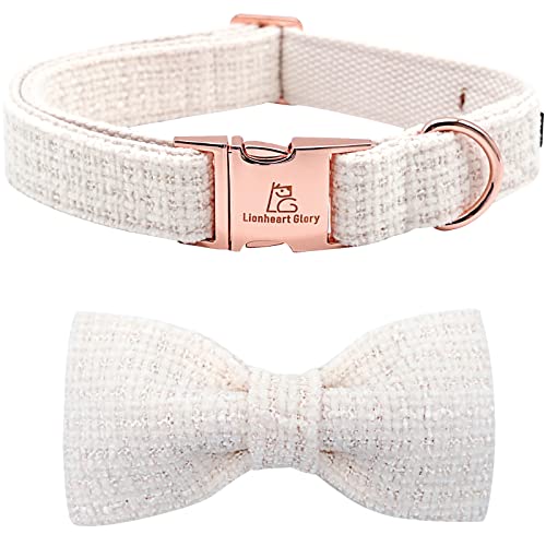 Lionheart glory Hundehalsband mit Schleife, weiß Hundehalsband mit Schleife als Geschenk für Mädchen oder Jungen, verstellbares weiches Halsband mit Fliege für kleine Hunde von Lionheart glory